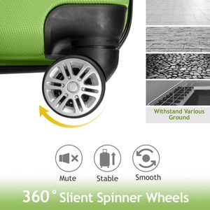 Valise trolley 3-en-1 Matcha Green FCH avec rayures diamantées et 2 coins pour ensembles de bagages - Product Image 6