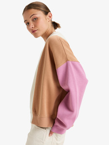 Custom Women's Color <b>Block</b> Crewneck Sweatshirt 420 GSM Cotton Fleece Oversized Pullover OEM Private Label Women's Hoodies - Product Image 4
