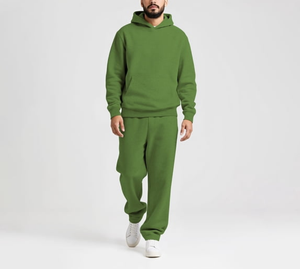 Ensemble de survêtement pour homme 2 pièces, sweat-shirt et pantalon de survêtement décontractés, ensemble streetwear surdimensionné, survêtement d'hiver chaud, tenue de sport - Product Image 1