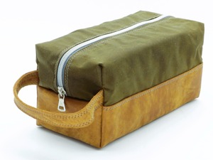 Custom Logo Vintage Waxed Canvas Leather Toiletry Bag <b>Mens</b> Shaving Dopp Kit Travel Cosmetic Organizer <b>Pouch</b> Case LCTB-0090 - Product Image 1