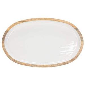 Plato Ovalado de Madera de Mango Sostenible con Recubrimiento Esmaltado y Estampado Botánico Moderno de Lujo para Servir en Fiestas y Cenas - Product Image 4