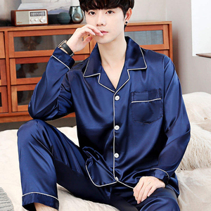 Pijamas de Algodón Satinado para Hombre, Manga Corta, Transpirables, Lavables a Máquina, Diseño a Rayas, Ropa de Dormir Informal con Bolsillos, para Verano - Product Image 3