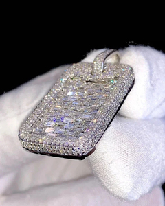 เครื่องประดับ SHRAMAN JEWELS เงินแท้ 925 ชุบโรเดียม ดีไซน์ฮิปฮอปสำหรับทุกเพศ ประดับเพชรโมอิสซาไนต์ทรงสี่เหลี่ยมผืนผ้า เหมาะสำหรับงานปาร์ตี้ - Product Image 2