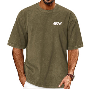 Camisetas con Lavado Ácido para Hombre, Estilo Vintage, Impresión Personalizada, Material Transpirable, Ropa Casual de Calle, Camiseta con Lavado Ácido Personalizada para Hombre - Product Image 1
