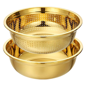 Colador de Cocina de Acero Inoxidable Dorado para Escurrir, Tamizar y Freír Alimentos, para el Hogar, Cocina y Restaurante - Product Image 5
