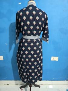 Kimono Indio Hecho a Mano 100% Algodón con Estampado Floral, Vestido Tipo Bikini, Ropa de Dormir Informal para Mujer, para Otoño, Primavera, Vacaciones en la Playa - Product Image 4