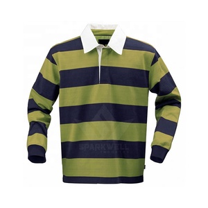 เสื้อโปโลรักบี้แขนยาวผู้ชาย สีขาว-น้ำเงินลายทาง ปกคอพับ ผ้าฝ้าย แขนยาว ทรงปกติ ใส่ได้ทุกฤดู - Product Image 5