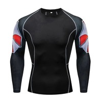 Rashguard de compression pour homme, protection solaire, polyester/coton, respirant, manches longues, sans coutures, imprimé numérique