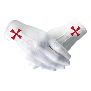 Gants maçonniques blancs de qualité supérieure en tissu de coton doux, respirants et confortables, pour usage cérémoniel formel et coutures durables - Product Image 2