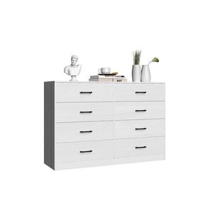 Armadio Decorativo in Tessuto Non Tessuto Laminato su Truciolato Bianco 134x40x86cm, Doppia Fila, 4 Ripiani, 8 Cassetti, Organizzatore - Product Image 5