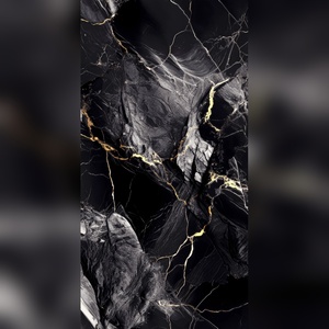 Carrelage mural et de sol en céramique noire polie de haute qualité, veiné or, antidérapant, design moderne, matériau de construction - Product Image 6