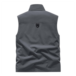 Custom Logo Men's Multi-Pocket Outdoor Tactical Vest Zipper <b>Stand</b> Collar Fishing Photography <b>Work</b> Vest Wholesale OEM Multi Color - Product Image 3