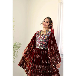 Robe longue à volants pour femmes, style afghan Kuchi, brodée et ornée de paillettes, pour mariage ou soirée traditionnelle, tenue traditionnelle afghane Kuchi - Product Image 5