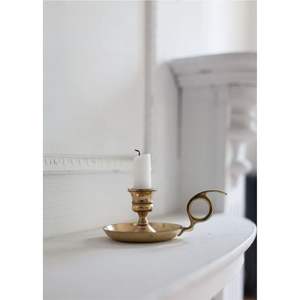 Support de bougie portable de luxe en laiton avec anse, base en métal doré pour bougies coniques, fournitures hôtelières et décoration d'église - Product Image 1