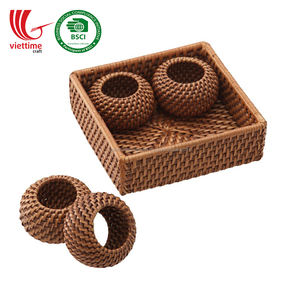 Anneau de serviette en jacinthe d'eau rustique, porte-serviettes tissé, décoration de table écologique faite à la main du Vietnam - Product Image 4