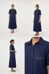 Ensemble infirmier tricoté respirant et confortable pour femme avec jupe et col montant - Product Image 5
