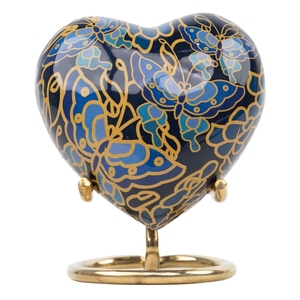 Handcrafted Heart <b>Keepsake</b> Urn Engraved Metal Mini Funeral <b>Ashes</b> Holder with Stand - Product Image 5