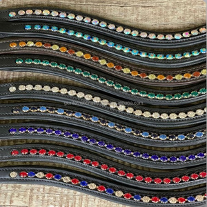 Banda de lazo de novia de alta calidad, banda de cuero genuino para cejas de caballo con cristal de perla y joyas en todos los tamaños personalizados, colores - Product Image 4