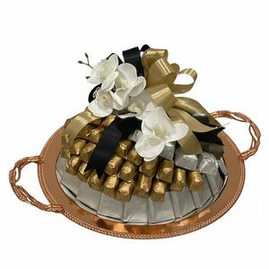 Plateau élégant en métal doré et bronze pour servir des chocolats et des friandises, parfait pour les occasions et événements spéciaux à prix abordable - Product Image 5