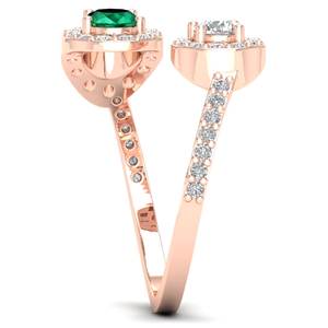 Anneaux ajustables pour femmes REYES, nouveau design, argent sterling 925, moissanite certifiée GRA avec pierre précieuse émeraude, bijoux de luxe. - Product Image 3