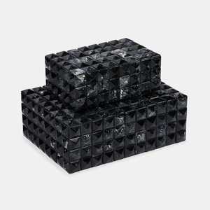 <b>Black</b> Resin and MDF Newly Design Resin Decorative Christmas Special High Quality Handmade Jewellery Storage Boxes Set of two - Product Image 1