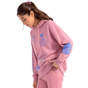 เสื้อฮู้ดดี้ผู้หญิงสีชมพูทรงโอเวอร์ไซส์ แขนยาว ผ้าคอตตอนผสม ถักทอ พิมพ์ลายตัวอักษรด้านหน้า เหมาะสำหรับใส่ในฤดูใบไม้ร่วง ระบายอากาศได้ดี - Product Image 5