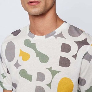T-shirt à manches courtes pour homme, imprimé avec un motif géométrique, col rond, coupe classique, style décontracté en tricot - Product Image 6