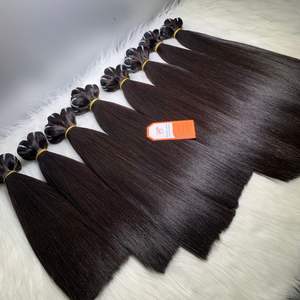 Máquina de calidad de lujo más vendida, doble trama Remy, Color negro Natural, extensiones rectas de hueso vietnamita crudo, precio al por mayor - Product Image 6