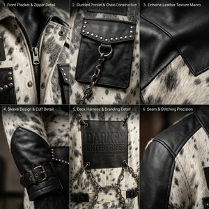 Custom Leather Jacket Manufacturer Cow Hair On Hide Mens Biker Outerwear Wholesale Supplier Oem Odm Genuine <b>Fur</b> Clothes Coats - Product Image 6