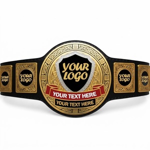 เข็มขัดแชมป์มวยปล้ำทองคำแบบกำหนดเอง หนังสีดำ อุปกรณ์แชมป์มวย MMA โลโก้ส่วนตัว เข็มขัดแชมป์แบบกำหนดเอง - Product Image 6