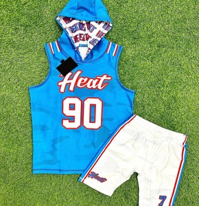 Uniforme de Fútbol Americano 7v7 Personalizado Grizzly Gang, Conjunto de Camiseta sin Mangas con Capucha y Pantalones Cortos, Logotipo del Oso Azul, Absorbe la Humedad - Product Image 5