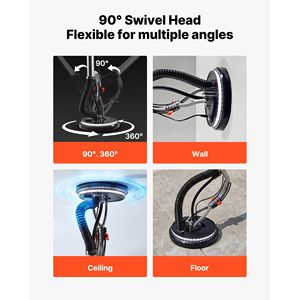 Levigatrice Elettrica per Cartongesso 1010W, 7 Velocità Variabili 1000-2200 RPM, Strumento a Doppio Disco LE per Rimozione Soffitti in Cartongesso - Product Image 4