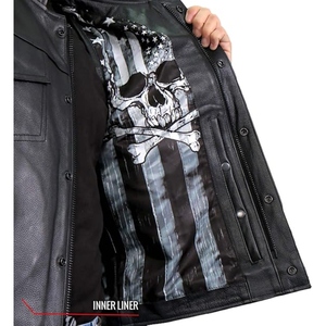 Custom <b>Men's</b> Genuine Cowhide <b>Leather</b> Motorcycle Club Vest Stand Collar Sleeveless Biker Riding <b>Waistcoat</b> OEM ODM Manufacturer - Product Image 5