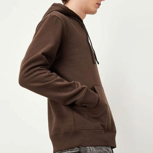 เสื้อฮู้ดดี้สีน้ำตาลสำหรับผู้ชาย แขนยาว มีกระเป๋าจิงโจ้ ผ้าคอตตอนผสม สวมใส่สบาย - Product Image 4