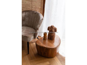 Mesa de centro redonda de madera maciza asequible, mesa auxiliar moderna de madera para sala de estar, mesa de centro de madera rústica, muebles de madera natural - Product Image 5