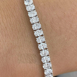 Pulsera de tenis de moissanita con piedras de corte cojín, oro blanco, joyería de lujo brillante para mujer - Product Image 4