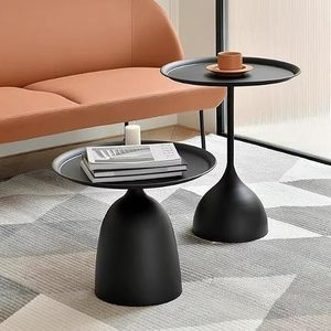 โต๊ะข้างโลหะสไตล์โมเดิร์น ชุด 2 ชิ้น กระจกและโลหะสีดำ - Product Image 5