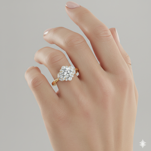 Bague de fiançailles Stonewels Glamour Halo de style vintage avec diamant serti à griffes pour or certifié - Product Image 6