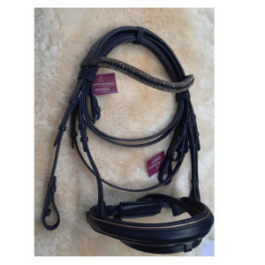 Bride de cheval en cuir de haute qualité avec logo personnalisé de bande de front de cristal Produit équestre pour l'équitation - Product Image 3