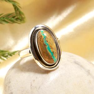 Anillo de Plata de Ley 925 de Alta Calidad con Turquesa Natural en Engaste Ovalado, Estilo Clásico, al Mejor Precio - Product Image 3