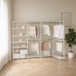 Perchero Modular Metálico 3800 3T de Esquina, Blanco/Plateado, Organizador de Almacenamiento para el Hogar - Product Image 3