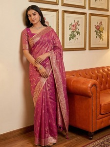 WHOLESALE <b>TISSUE</b> SILKF UNCTION WEAR INDIAN SAREES FOR WOMEN ONLINE - Product Image 3