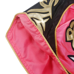 กางเกงมวยไทยเอวสูง ดีไซน์สวยงาม พิมพ์ลายกราฟิกตามสั่ง ผ้าซาติน สำหรับ MMA ปักลาย ชุดยูนิฟอร์มสำหรับการต่อสู้ - Product Image 3