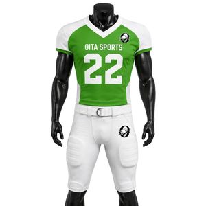 Ensemble de football américain vert et blanc pour hommes, uniformes d'équipe, maillots et shorts, équipement complet, vêtements de sport respirants, durables - Product Image 1