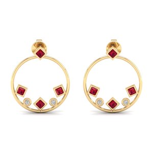 Boucles d'oreilles REYES au design luxueux, serties d'un rubis rond de 0,15 carat en argent sterling 925, certifiées GRA, avec fermoir à vis en moissanite - Product Image 2