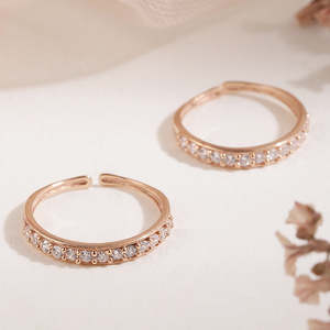 Valentine’s Day Christmas Gift Glam One Line CZ Rose Gold Plated 925 Sterling Silver Adjustable <b>Toe</b> <b>Ring</b> for Women - Product Image 3