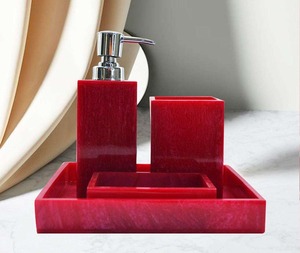 Most Selling Handmade Resin Bathroom Set Including Soap Dish Tumbler <b>Toothbrush</b> <b>Holder</b> and Dispenser Available For Sale - Product Image 6