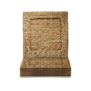 Bohemian <b>Square</b> Water Hyacinth <b>Placemat</b> Boho Rattan Charger Plates for Table Decoration From Vietnam Wholesaler - Product Image 1