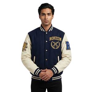 High Quality ODM OEM Customized <b>Mens</b> Polyester/Cotton Varsity <b>Jacket</b> Embossed Front Winter Waterproof Eco-Friendly Baseball - Product Image 5