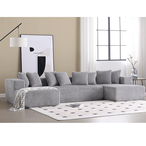 Nuovo Arrivo: Divano Componibile Modulare 131 a Forma di U, in Tessuto a Righe, con Chaise Longue, 4 Posti, Imbottito, per Soggiorno - Product Image 5